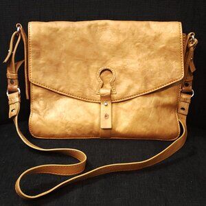 Botkier Isla Brown Gold Shimmer Leather Shoulder Bag